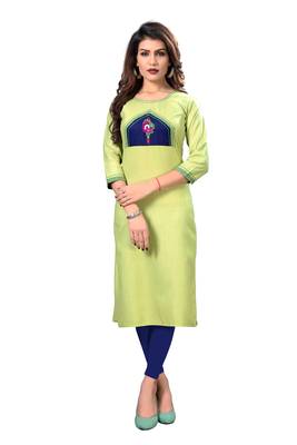 Light-green hand woven cotton silk  kurtis 1