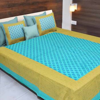 The Kanha 100% Cotton Rajasthani Print 200 Tc Double Bedsheet With 2 Pillow Covers, King Size 1