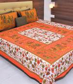 The Kanha 100% Cotton Rajasthani Print 200 Tc Double Bedsheet With 2 Pillow Covers, King Size