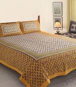 The Kanha 100% Cotton Rajasthani Print 200 Tc Double Bedsheet With 2 Pillow Covers, King Size