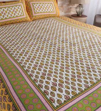 The Kanha 100% Cotton Rajasthani Print 200 Tc Double Bedsheet With 2 Pillow Covers, King Size 2