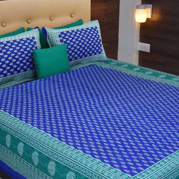 The Kanha 100% Cotton Rajasthani Print 200 Tc Double Bedsheet With 2 Pillow Covers, King Size 2