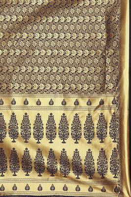 Navy blue woven banarasi silk saree with blouse 5