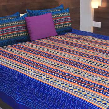 The Kanha 100% Cotton Rajasthani Print 200 Tc Double Bedsheet With 2 Pillow Covers, King Size 2