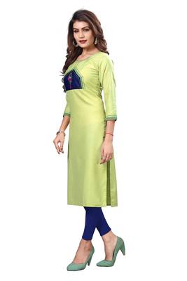 Light-green hand woven cotton silk  kurtis 3