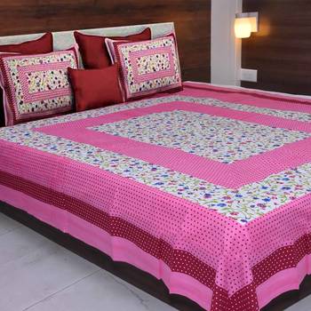 The Kanha 100% Cotton Rajasthani Print 200 Tc Double Bedsheet With 2 Pillow Covers, King Size 1