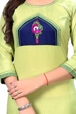 Light-green hand woven cotton silk  kurtis 4