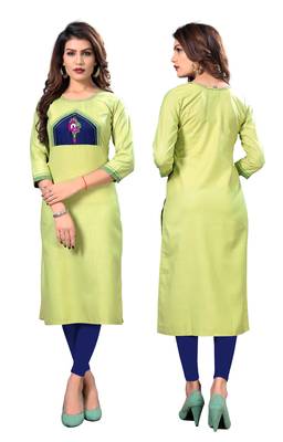 Light-green hand woven cotton silk  kurtis 5