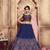 Navy Blue Cutdana & Resham Embroidered Silk Semi Stitched bridal lehenga