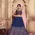 Navy Blue Cutdana & Resham Embroidered Silk Semi Stitched bridal lehenga