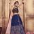Navy Blue Cutdana & Resham Embroidered Silk Semi Stitched bridal lehenga