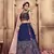 Navy Blue Cutdana & Resham Embroidered Silk Semi Stitched bridal lehenga
