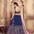 Navy Blue Cutdana & Resham Embroidered Silk Semi Stitched bridal lehenga