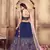 Navy Blue Cutdana & Resham Embroidered Silk Semi Stitched bridal lehenga