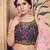 Navy Blue Cutdana & Resham Embroidered Silk Semi Stitched bridal lehenga