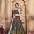Dark Green Cutdana & Resham Embroidered Silk Semi Stitched bridal lehenga