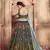 Dark Green Cutdana & Resham Embroidered Silk Semi Stitched bridal lehenga