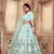 Turquoise Sequins, Pearl & Zari Embroidered Silk Semi Stitched bridal lehenga