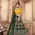 Dark Green Multi Rubber Foil Embroidered Silk Semi Stitched wedding lehenga