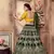 Dark Green Multi Rubber Foil Embroidered Silk Semi Stitched wedding lehenga