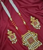 Maroon Peacock Traditioanl Ethnic Pearl Beaded Necklace Set For Women