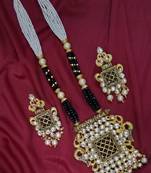 Black Peacock Traditioanl Ethnic Pearl Beaded Necklace Set For Women