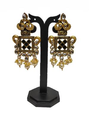 Black Peacock Traditioanl Ethnic Pearl Beaded Necklace Set For Women 3