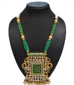Green Peacock Traditioanl Ethnic Pearl Beaded Necklace Set For Women