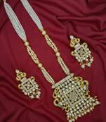 White Peacock Traditioanl Ethnic Pearl Beaded Necklace Set For Women