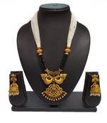 Black Matte Polish South Indian Peacock Designer Ethnic Fashion Traditonal Necklace Set For Women