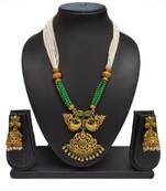 Green Matte Polish South Indian Peacock Designer Ethnic Fashion Traditonal Necklace Set For Women