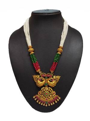 Maroon Green Matte Polish South Indian Peacock Designer Ethnic Fashion Traditonal Necklace Set For Women 3