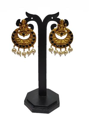 Black Matte Polish South Indian Maha Laxmi Pendent Designer Ethnic Fashion Traditonal Necklace Set For Women 4