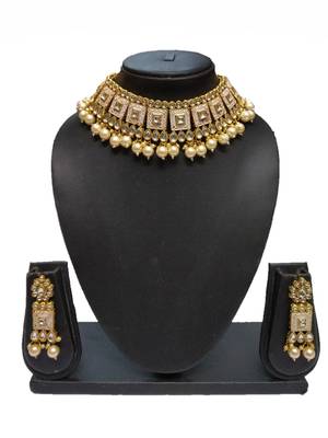 White Enamel Contemproray Ethnic Traditional Necklace Set For Women 1