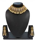 White Enamel Contemproray Ethnic Traditional Necklace Set For Women