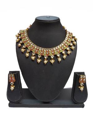 Ethnic Fashion Maroon Green Enamel Contemproray  Traditional Necklace Set For Women 1