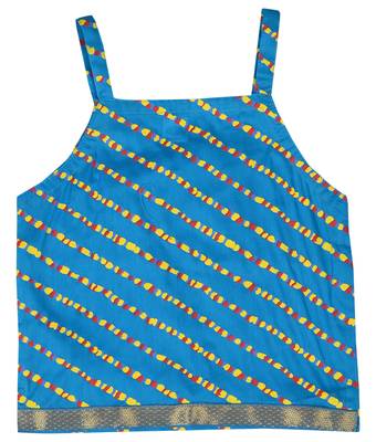 Blue Baby Girls Skirt and Top Self Design Hand Block Print 2