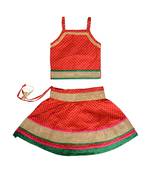 Baby Girls Skirt and Top Self Design Hand Block Print