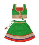 Green Baby Girls Skirt and Top Heavy Lace Border Work Design