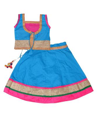 Blue Baby Girls Skirt and Top Heavy Lace Border Work Design 1
