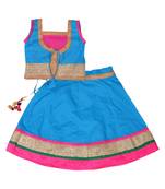 Blue Baby Girls Skirt and Top Heavy Lace Border Work Design