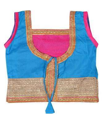 Blue Baby Girls Skirt and Top Heavy Lace Border Work Design 2