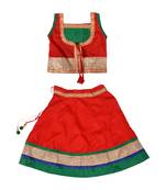 Red Baby Girls Skirt and Top Heavy Lace Border Work Design