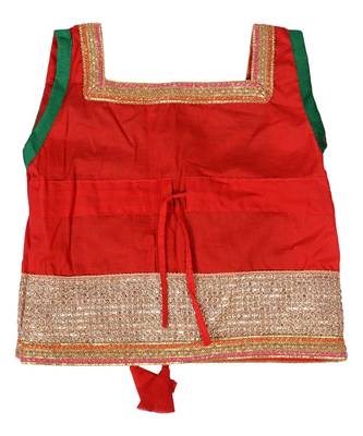 Red Baby Girls Skirt and Top Heavy Lace Border Work Design 3