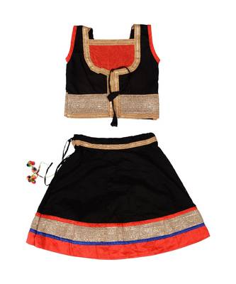 Black Baby Girls Skirt and Top Heavy Lace Border Work Design 1