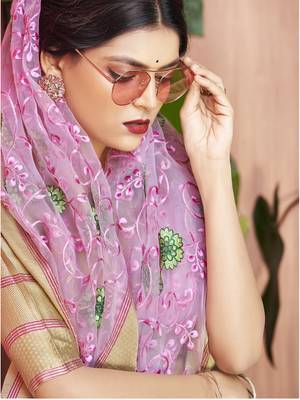 Purple embroidered organza saree with blouse 2