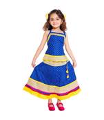 Blue Baby Girls Skirt and Top Self Design Hand Block Print