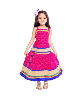 Pink Baby Girls Skirt and Top Self Design Hand Block Print 1
