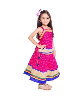 Pink Baby Girls Skirt and Top Self Design Hand Block Print 2
