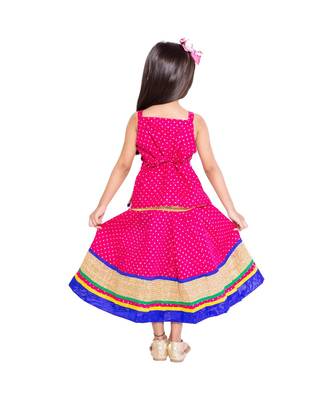 Pink Baby Girls Skirt and Top Self Design Hand Block Print 3
